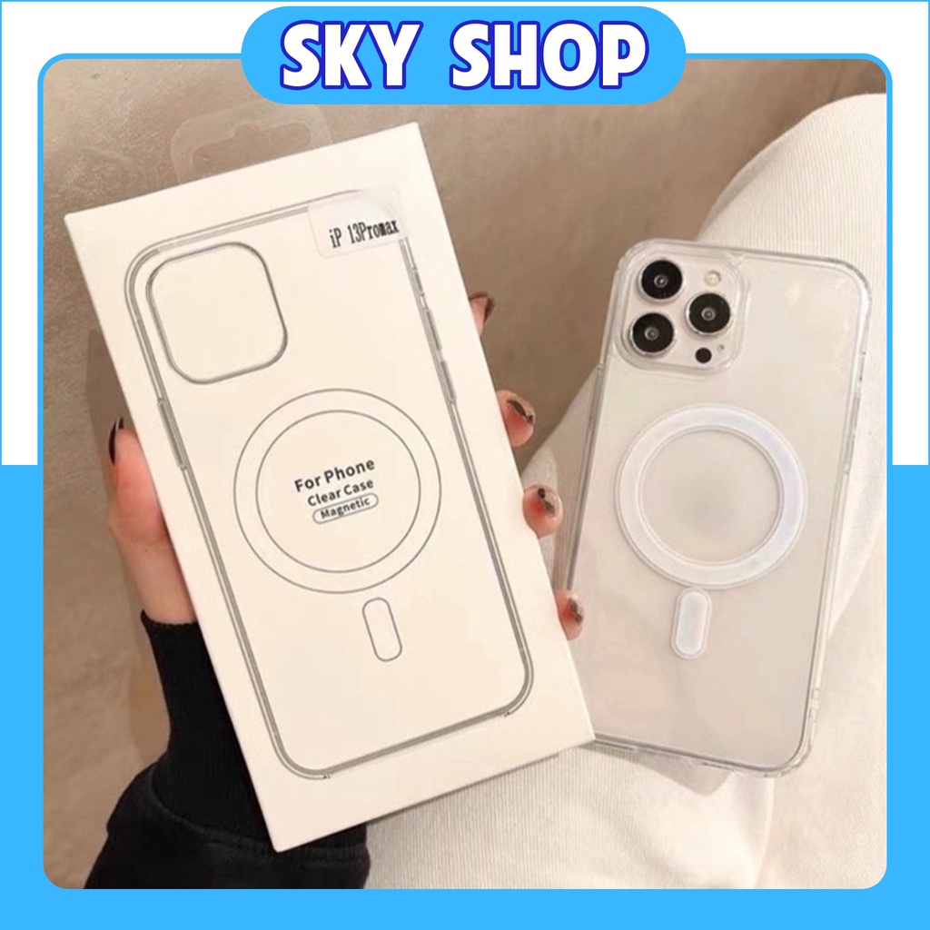 Ốp lưng iphone trong suốt chống sốc - Hỗ trợ sạc không dây cho 11 pro max 12 pro max 13 pro max 14 pro max 15 Plus 15promax 15Pro - Sky shop