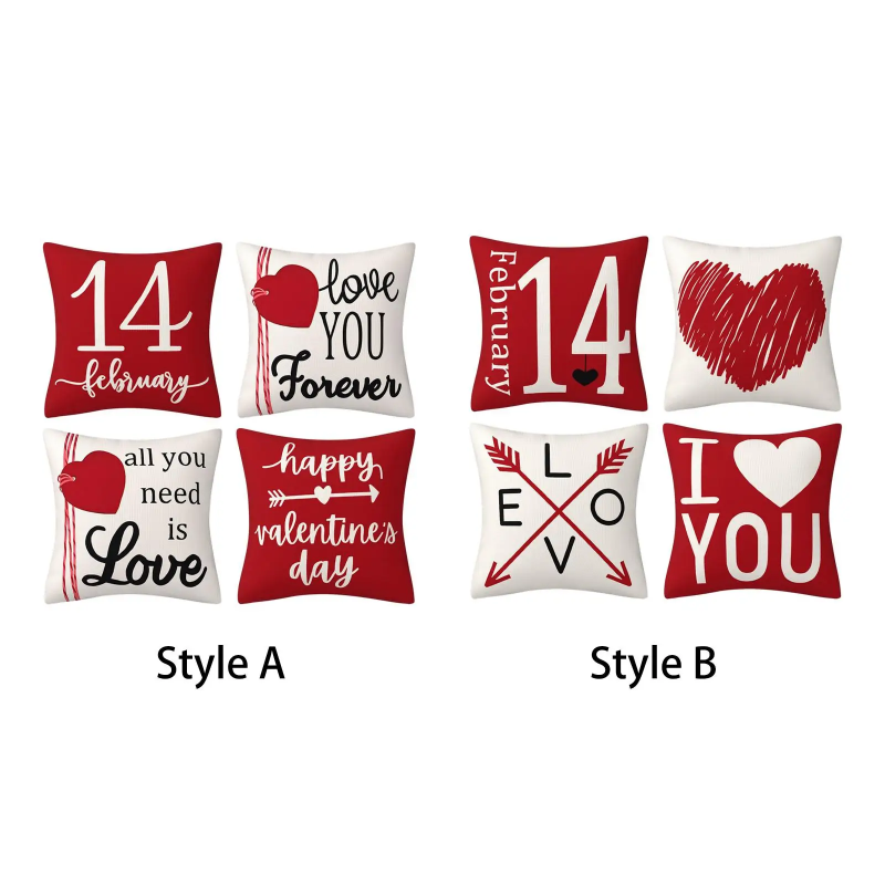 【BBSKOF】 4 Pieces Valentines Day Pillow Covers Love Heart Valentines Day Decor Cushion Cases for Office Birthdays Couch Anniversary Wife ราคา 737 บาท*ส่งฟรี