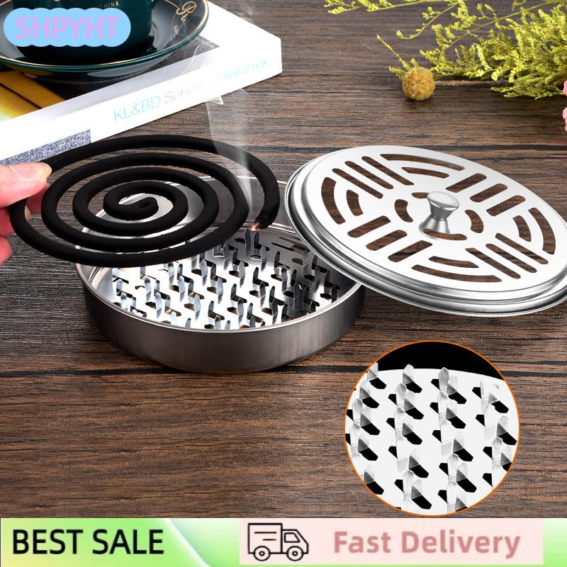 SHPYHT ถาดม้วนยุงแบบพกพาที่วางของในโรงแรมกันแมลงพร้อมฝาปิดฤดูร้อนป้องกันยุงบ้านตั้งแคมป์กลางแจ้ง ราคา 36 บาท*ส่งฟรี