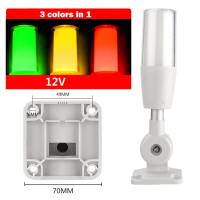 JUSTODO สามสี ไฟแสดงสถานะ LED ไฟกระพริบคงที่ DC12V/24V/AC220V โคมไฟเตือนภัย ใหม่ พร้อมสัญญาณเตือนด้วยเสียง ไฟเตือนอัจฉริยะ สำหรับเครื่องจักร CNC