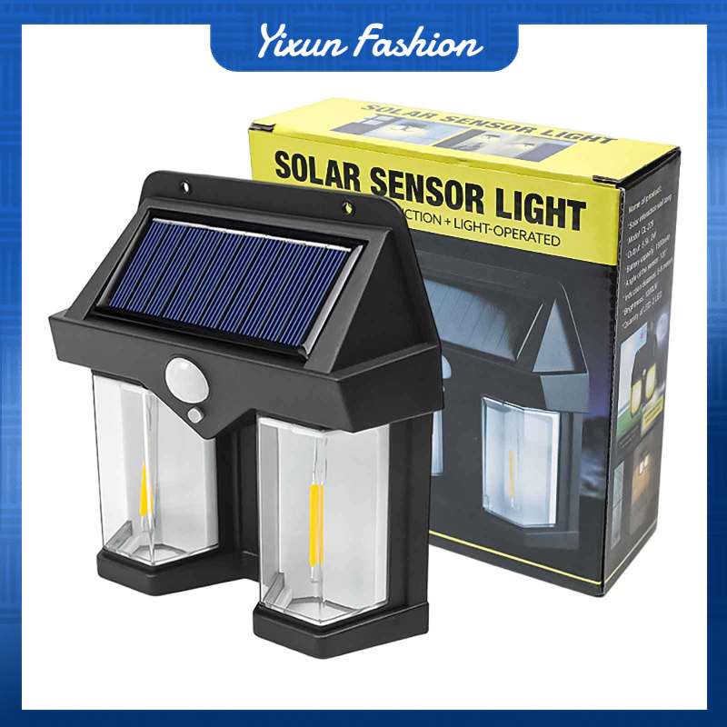 2 cái tường mặt trời đèn lồng 2 Wát 3 chế độ 600LM độ sáng cao IP65 cảm biến chuyển động chống nước LED sconce đèn cho sân vườn trang trí ban công đường phố