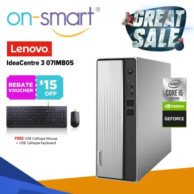 【Next Day Delivery】Lenovo Desktop IdeaCentre 3 | Intel Core i5-10400 | 8GB RAM | 512GB SSD | NVIDIA GeForce GT730 | Win 10 Home | 3 Years Warranty