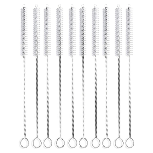 5/10PCS Drinking Straw Cleaning Brush Kit Straw Tube Pipe Cleaner Nylon Stainless Steel Long Handle Cleaning Brushes for Straw - 3