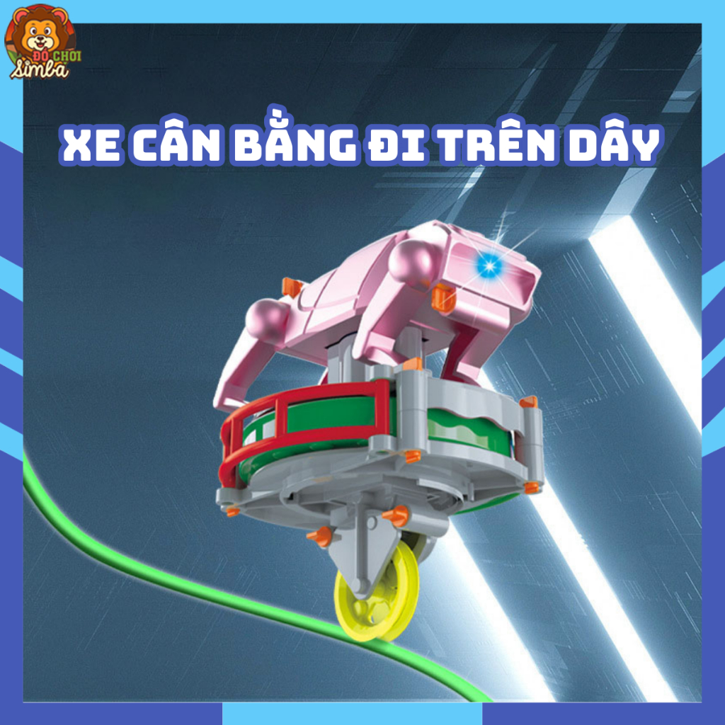 Đồ Chơi Xe Cân Bằng Đi Trên Dây Kiêm Con Quay