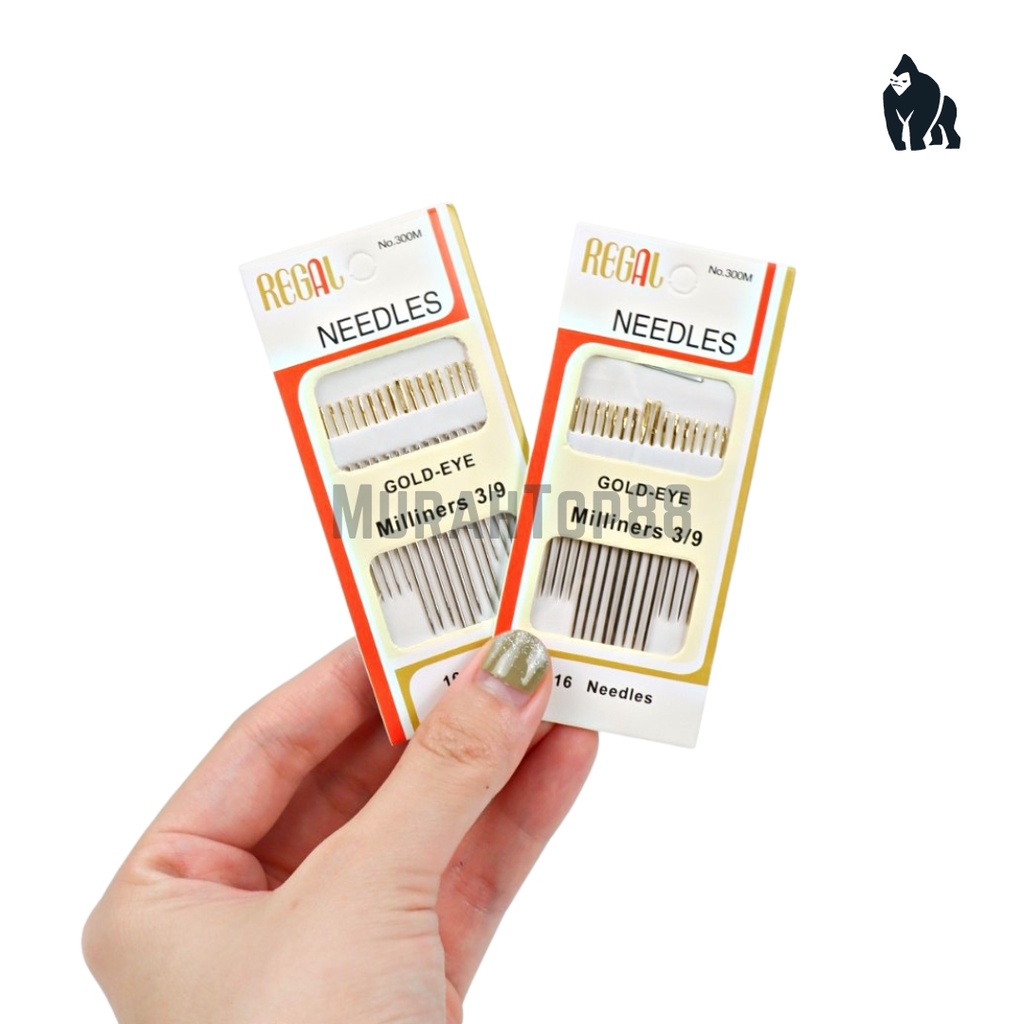 Jarum Jahit Tangan Regal 3/9 isi 16 Warna Emas / Gold Eye Milliners Needles [HARGA PER CARD]