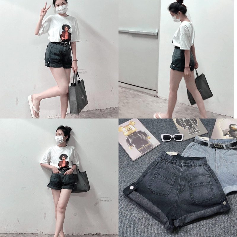 COD màu bò 100%) quần dáng ( thật lai hình short Short siêu viền jeans  hot xoè