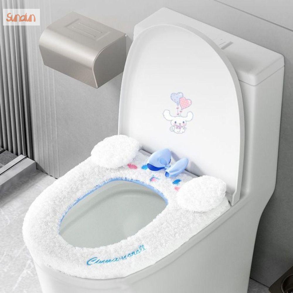 SUNDUN Phim hoạt hình Thảm vệ sinh Ấm áp Đồ nhồi bông Nắp bồn cầu Dễ thương Dày hơn Gioăng bồn cầu cho mùa đông