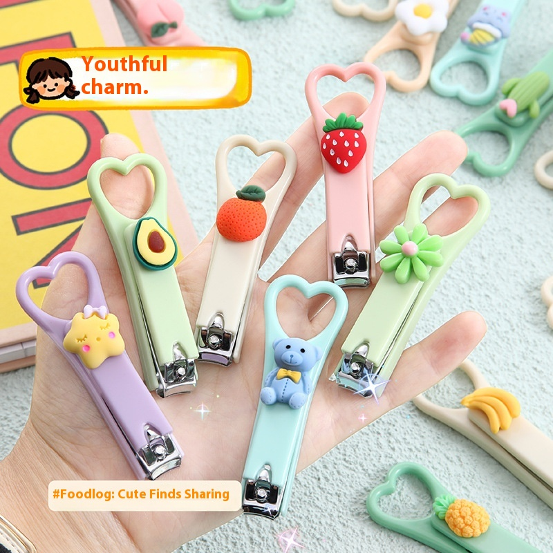 Kềm cắt móng tay hình trái tim dễ thương với thiết kế kiểu hoạt hình, di động và chống giật gân cho bé gái
