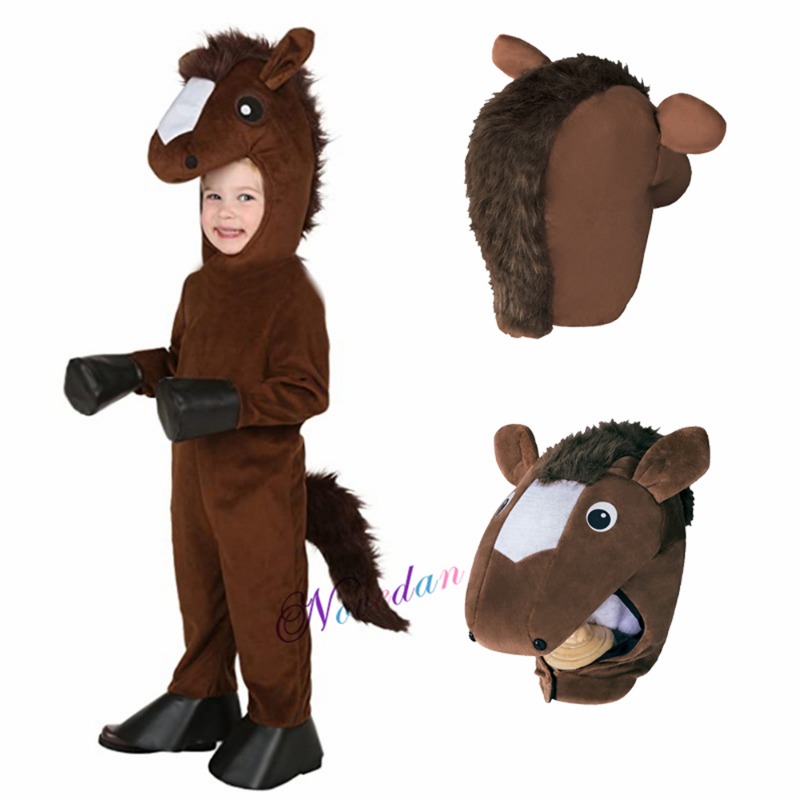 Kids Child Inflatable Horse Costume Cosplay Girls Boys Cowboy Ride Horse  Funny Halloween Purim Party Inflated Garment Disfraces