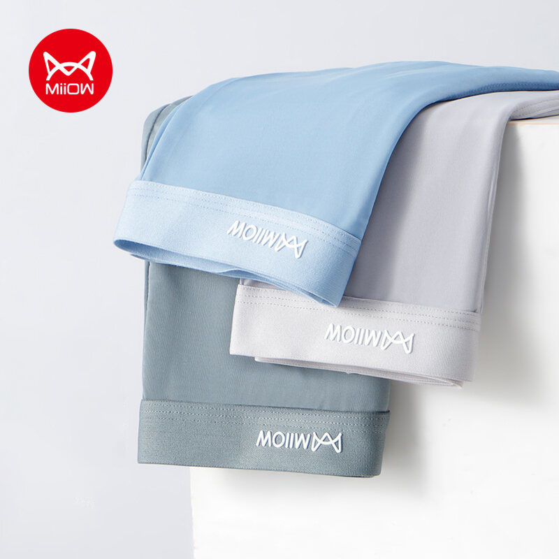 MiiOW 3 Cái Miễn Phí Vận Chuyển Polyester Quần Lót Nam Võ Sĩ Gói Quần Short Quần Lót Thoáng Khí Thân Quần Lót Nam Boxer Nam Trượt MW458