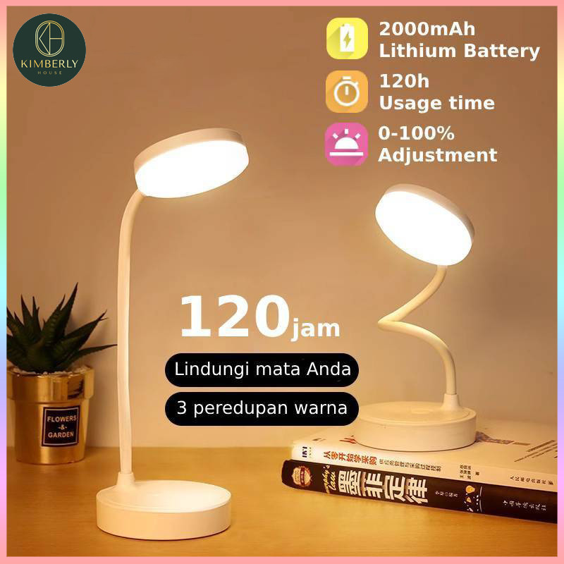 Lampu Belajar Tricolour Sentuh 3 Warna Tempat Pulpen Baca Meja Kerja Duduk 2000mAh Lampu Tidur Wireless Lampu
