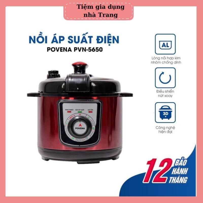 NỒI ÁP SUẤT ĐIỆN POVENA PVN-5650 DUNG TÍCH 5L BH 12 THÁNG Nấu cơm, hầm cháo, hầm xương Nấu Ăn Cooker