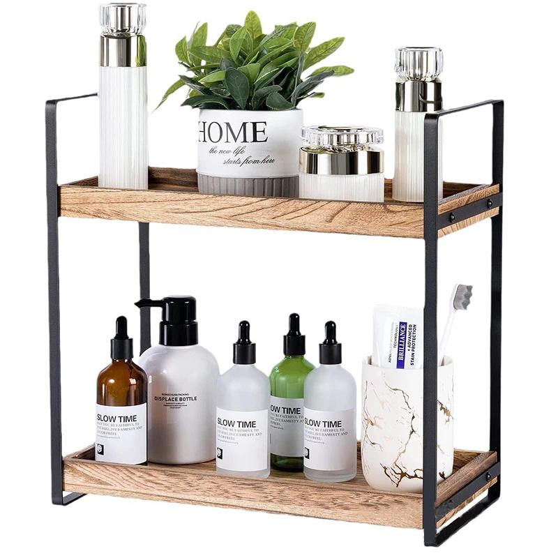 Mặt bàn bằng gỗ Kệ Mỹ Phẩm Nước Hoa Cuốn Sách Phân Loại giá lưu trữ Bàn trang điểm Tổ Chức Mở rộng Bằng Gỗ Hiển Thị kệ kim loại