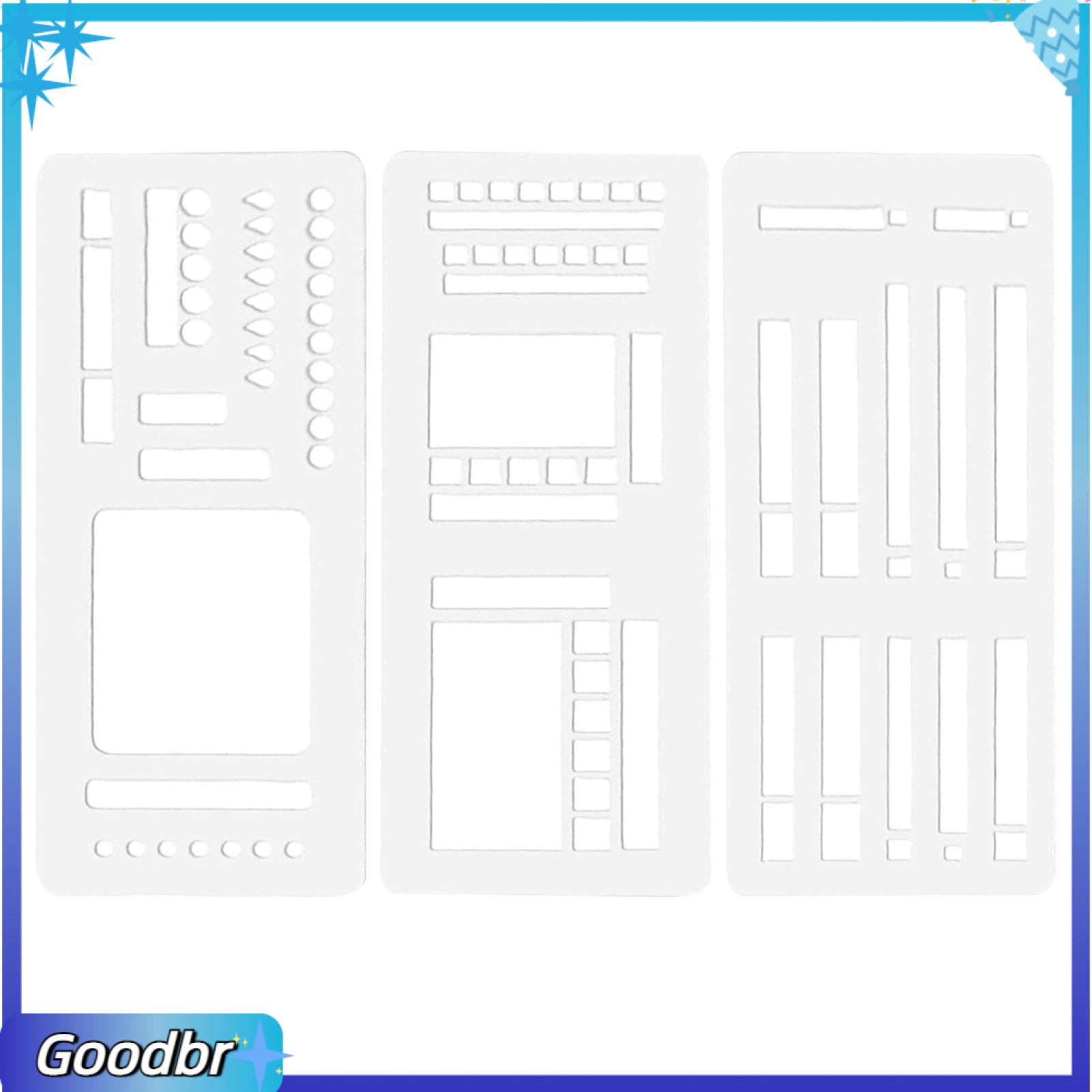 Goodbro đĩa Stencil cho máy tính xách tay handmade linh hoạt ghi lại mẫu 3pcs handmade Dot lưới Sổ kế hoạch Nhật Ký mẫu thiết lập cho du khách cuộn dây đĩa Nhẫn Stencil cho máy tính xách tay linh hoạt di động