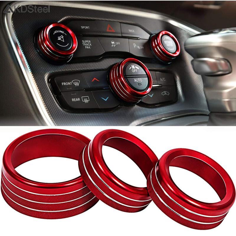 AKDSteel KWR Ptsygantl Circle Cool LMajania SaiDeng Leambiel Motors Yesfashion SW DanLong Yingdd SMX kumi Litake Passion Time Litake Motors TEQIN 3 Pcs/set Decor Trim Rings Set Air Conditioning Audio Knob Aluminum Alloy Decorative Ring For 15-20 Challenge