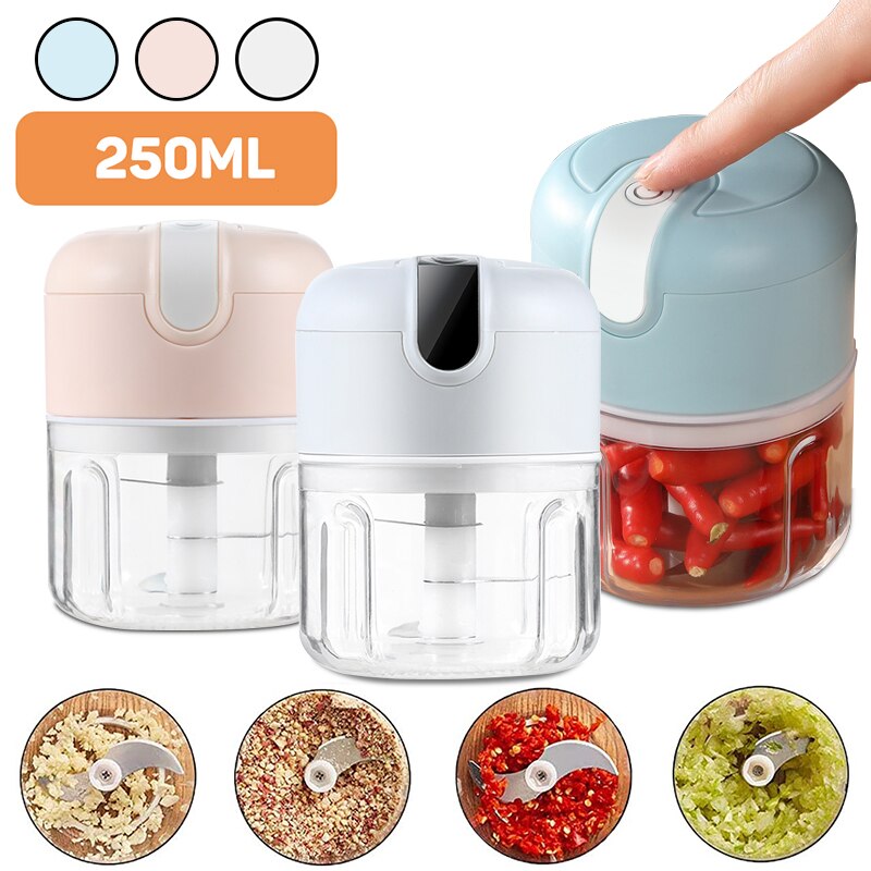 250ml Mini Điện tỏi MASHER Chopper cắt gừng MASHER máy cho máy nghiền thức ăn nhà bếp Ớt sạc USB Rau