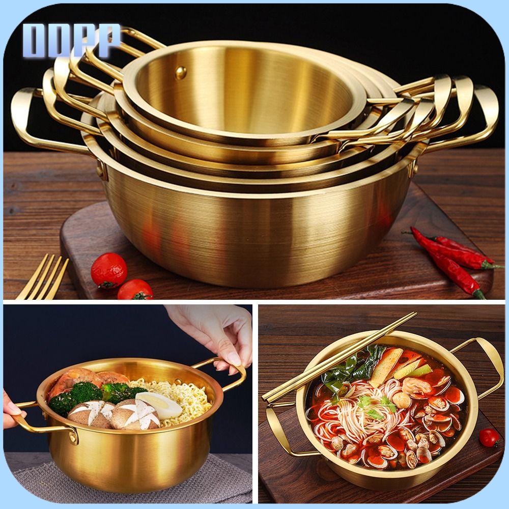 OOPP Thép không gỉ Nồi mì ramen mini có nắp Nồi súp  Tai đôi Lẩu Dụng cụ nấu ăn cắm trại