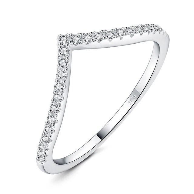 Jewelrypalace moissanite D màu cắt tròn 925 sterling Silver V Shape Stackable Nhẫn cưới cho người phụ nữ hoa hồng vàng mạ vàng