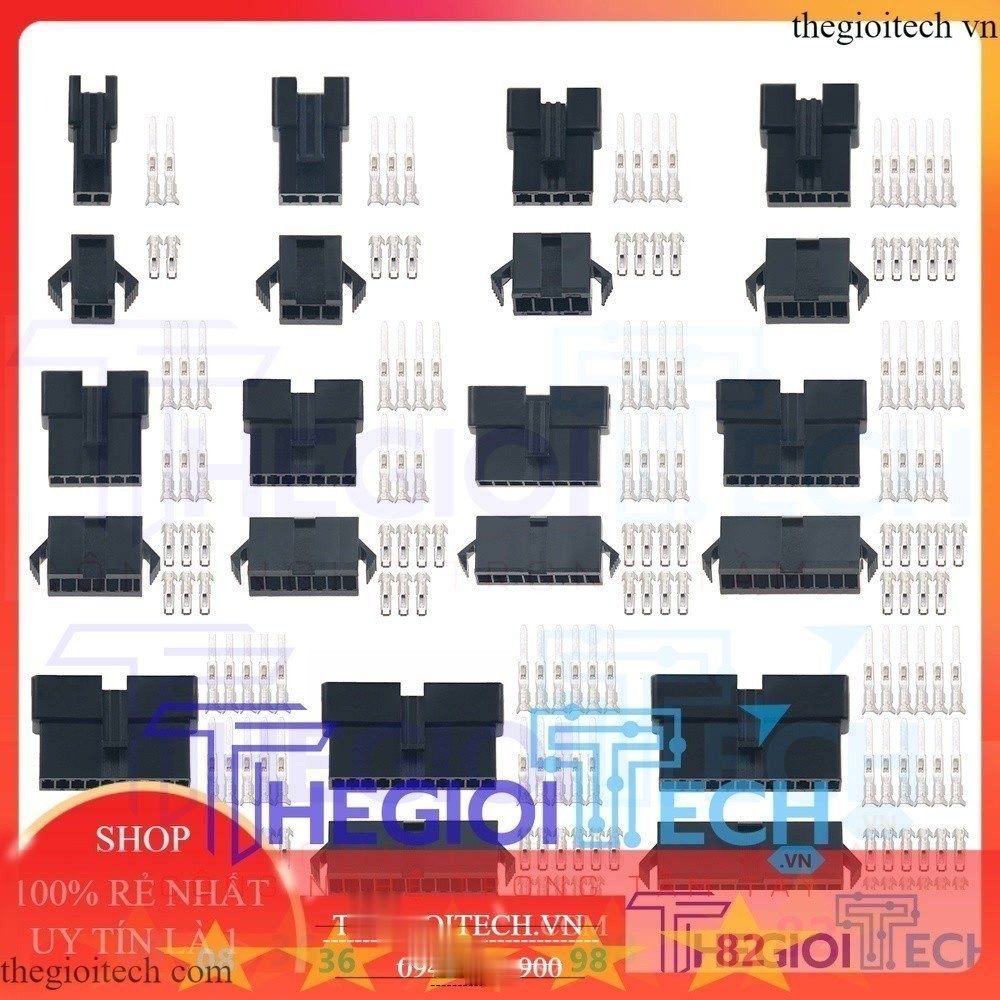 Combo 10 Bộ Đầu Nối SM 2.54mm Đực + Kim Đực, 2-12 Chân Pin loại 8P - 20 Bộ đực + kim đực