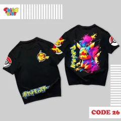 SHIBAKIDS C26  Kaos Anak Laki laki Perempuan Karakter Pokemon Pikachu    Usia 3 tahun s/d 14 tahun