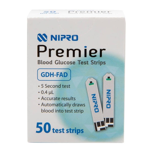 Que thử đường huyết Nipro Premier  hộp 25 que - NIPRO PREMIER BLOOD GLUCOSE TEST STRIPS bán chạy