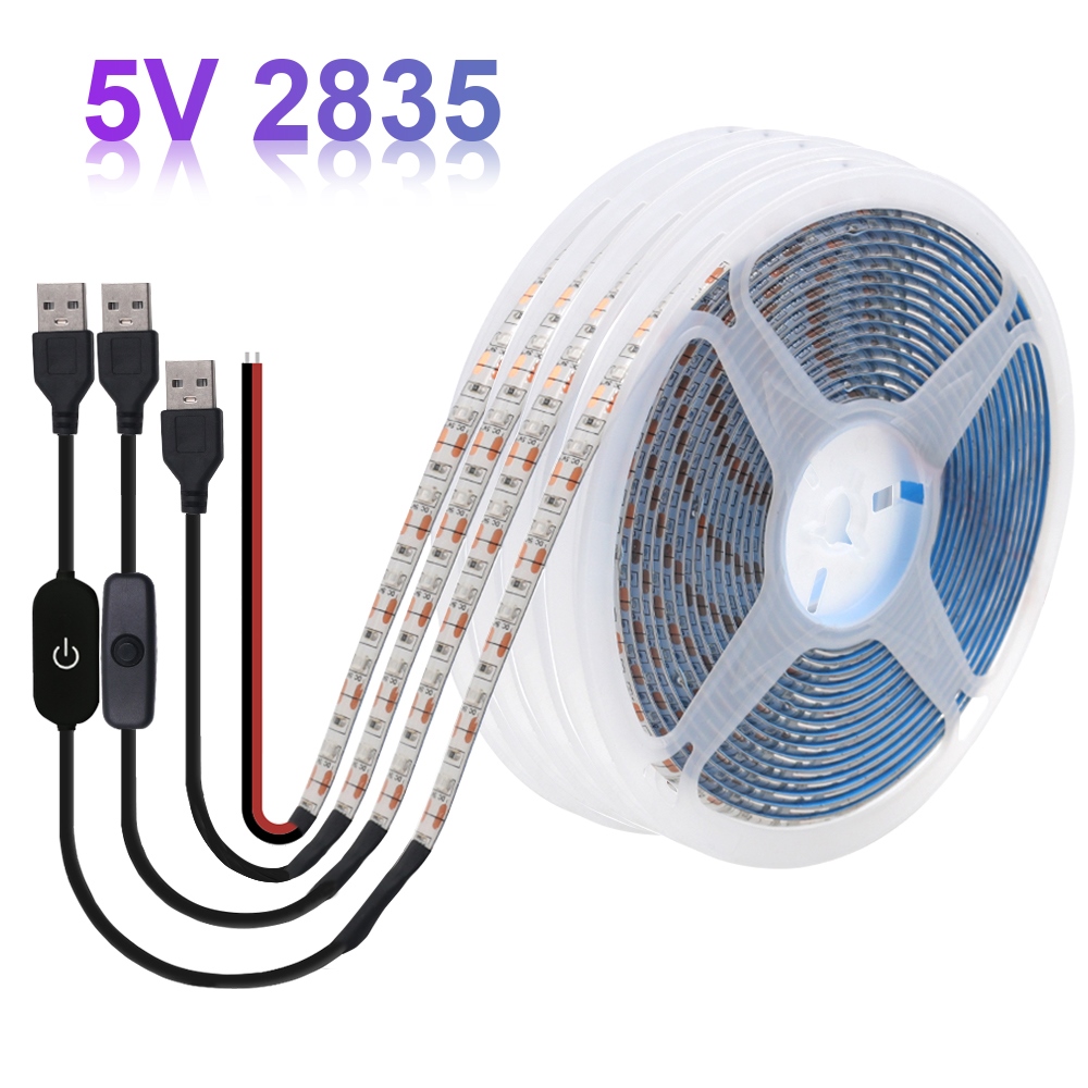 [HOT SHJJKXOHHWLIH 112] tira de Luces Led USB de 5V iluminación de batería SMD 2835 3528 60Led 05 m 1m 2M 5 M Blanco frío Azul cálido cinta de Luces Para armario noche DC5V