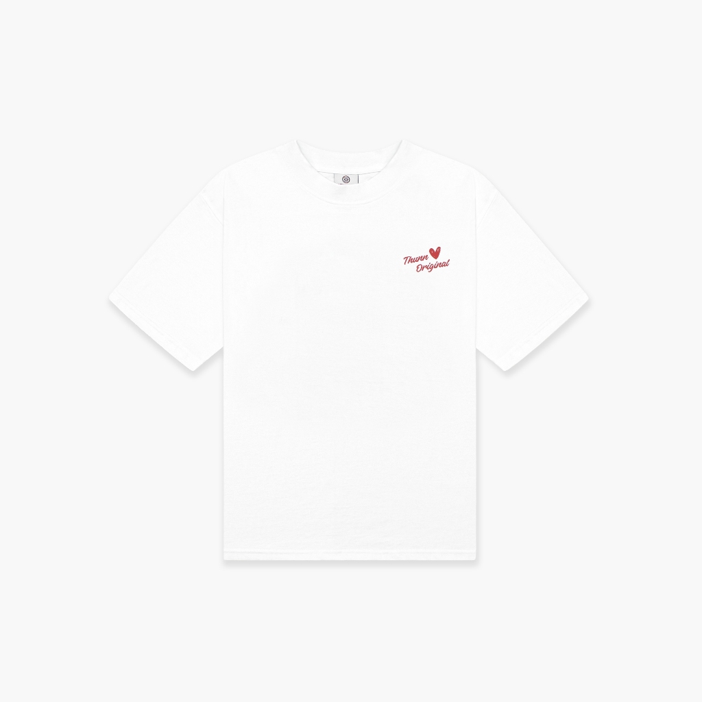 Áo thun cotton cao cấp - thunn original love text tee-white