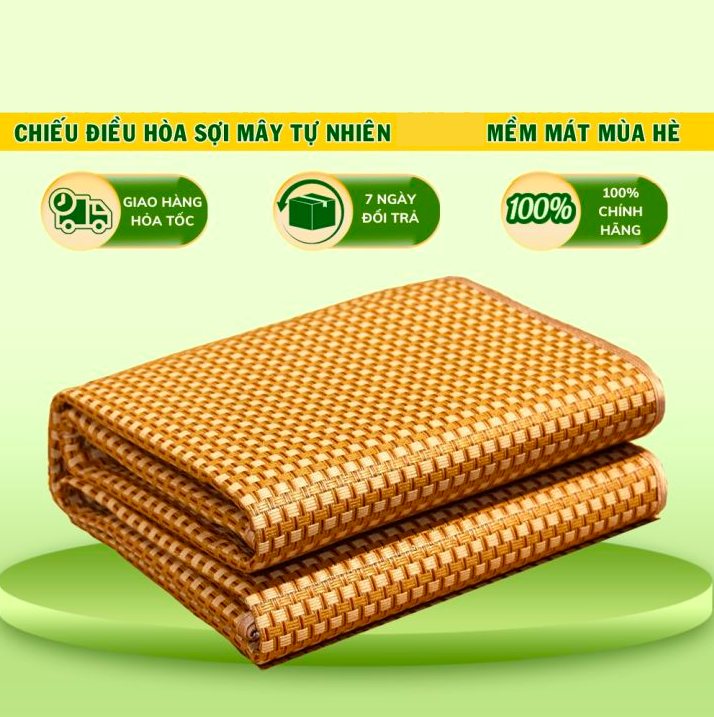[Sale]Chiếu Điều Hòa Sợi Mây Tổng Hợp Nhiều Kích Thước 1m6, 1m8 Siêu Thoáng Mát