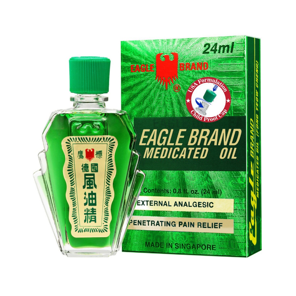 Dầu gió Xanh Eagle Brand Medicated Oil dầu con ó 2 Nắp 24ml Hàng Nội Địa Mỹ 24ml