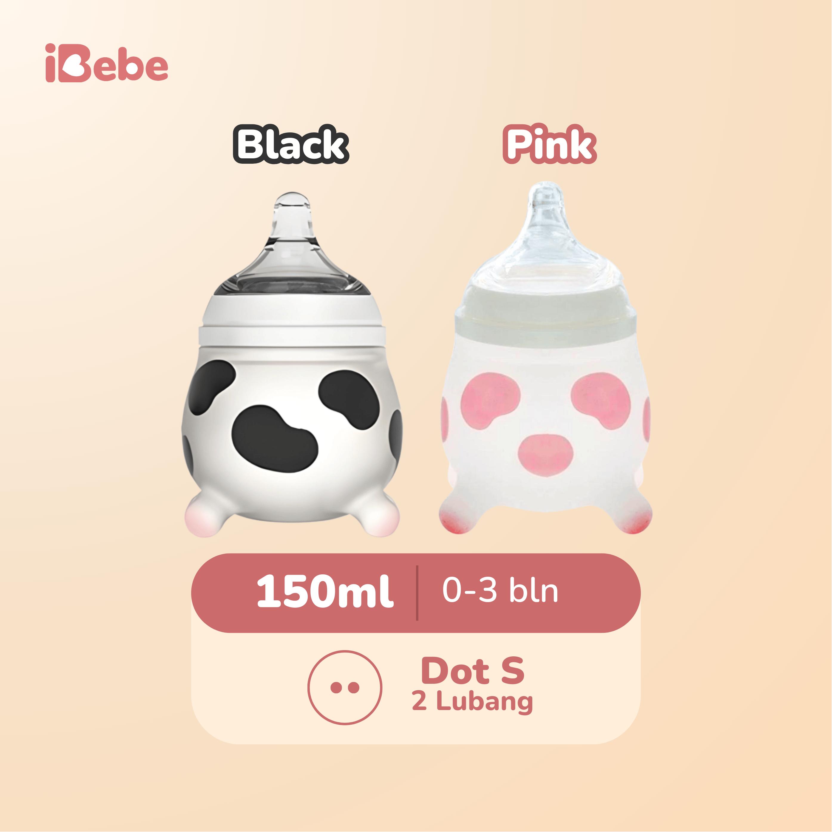 black& pink Dua set MooMoo 2.0 ultra soft 4in1 silicon Botol Susu Bayi Wide-Neck Natural Milk Feeding 150ml/240ml anti kolik BPA free COD Anti Pecah Newborn 0 3 6 9 bulan Bunda Minum colic BPS free 2 4 5 7 8 10 11 1 2 3 tahun Sedotan teether