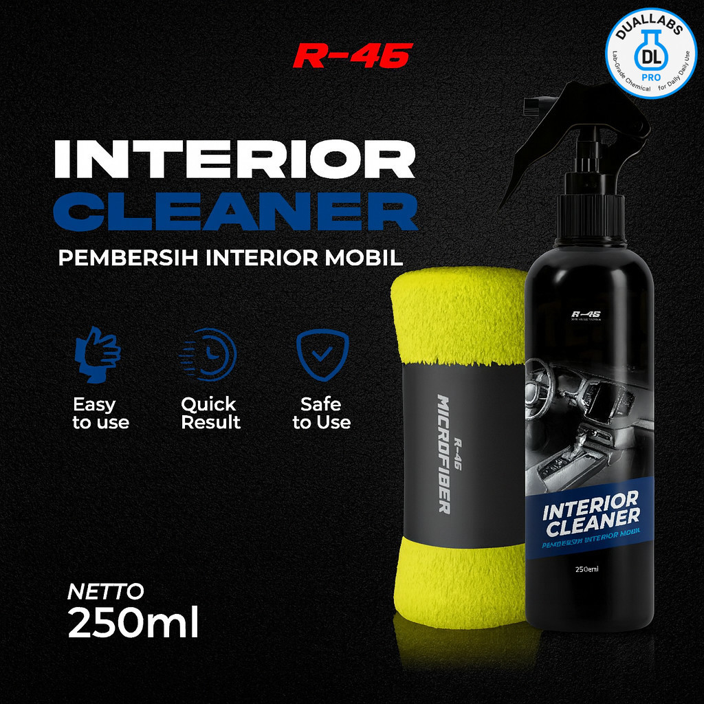 R46 pembersih interior mobil all purpose untuk jok plafon dashboard jok plafon kulit vinyl cairan cleaner noda Harga 35,000 rupiah*Gratis Ongkir