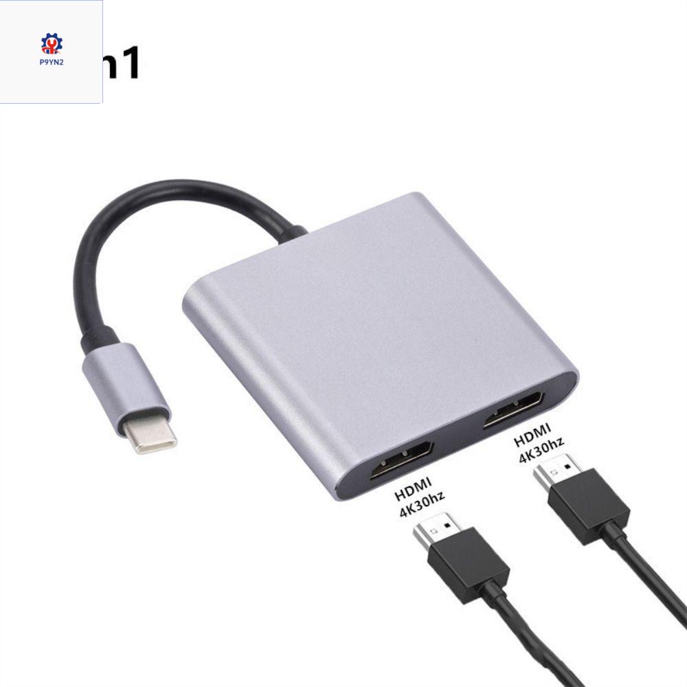 P9YN2 Trạm nối Dock Type-C sang Dual HDMI 2 in 1/4 in 1 Bộ chia USB C Bộ chuyển đổi Type-C sang Dual