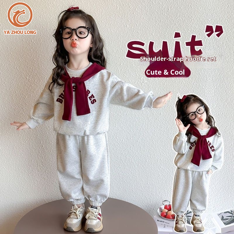 Ya zhou dài cô gái phù hợp với mùa xuân và mùa thu mới Hàn Quốc thời trang cô gái khăn choàng giản dị quần dài tay Áo len hai mảnh phù hợp với