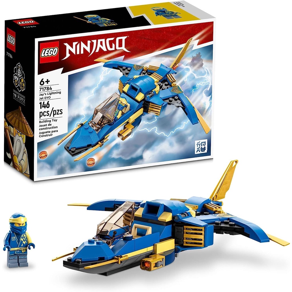 LEGO NINJAGO Jay’s Lightning Jet EVO 71784 Upgradable Toy Plane Ninja Airplane Building Set Collecti