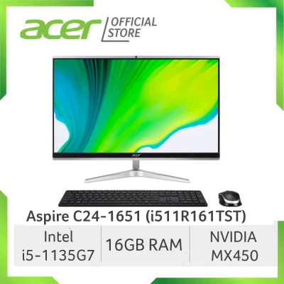 [2021 MODEL] Acer Aspire C24-1651 (i511R161TST) 23.8 Inch FHD IPS Touch Screen AIO Desktop | Intel i5-1135G7 | NVIDIA MX450 | 16GB RAM | 1TB SSD