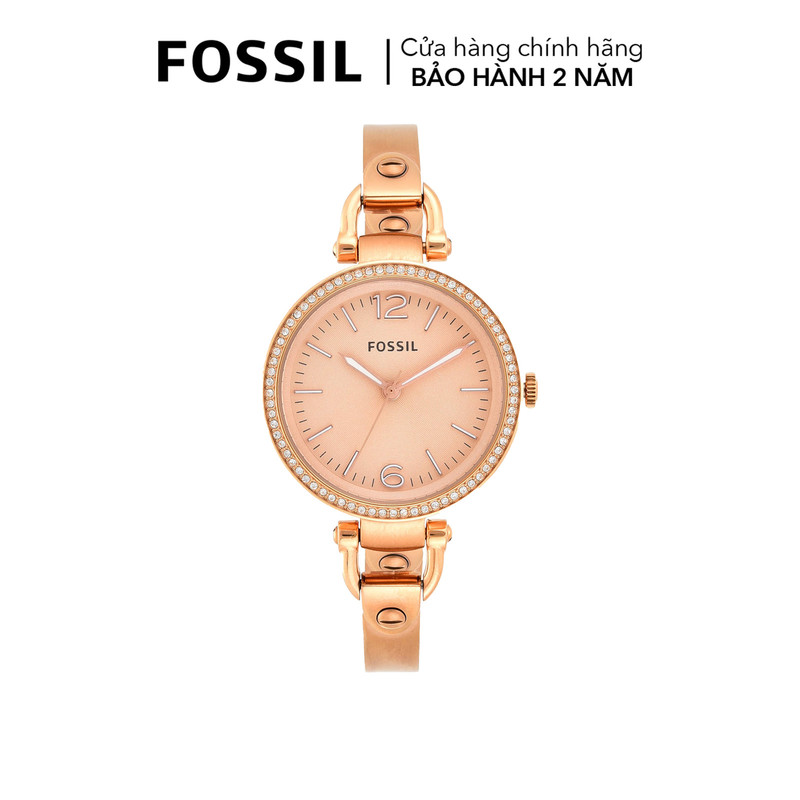 Đồng hồ nữ fossil georgia dây kim loại, mặt 32 mm, màu vàng hồng, es3226