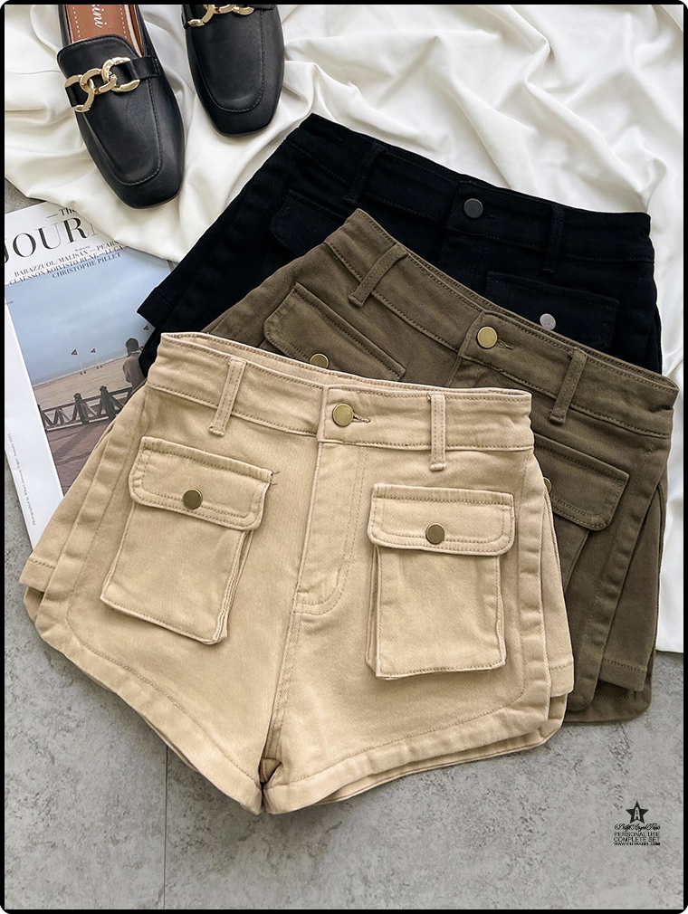 [gu147] Women's Casual Cargo Short Pants Summer Lady Streetwear Pockets Shorts