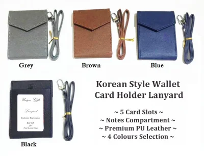 Korean Style Wallet Lanyard with Name Embossing Availale
