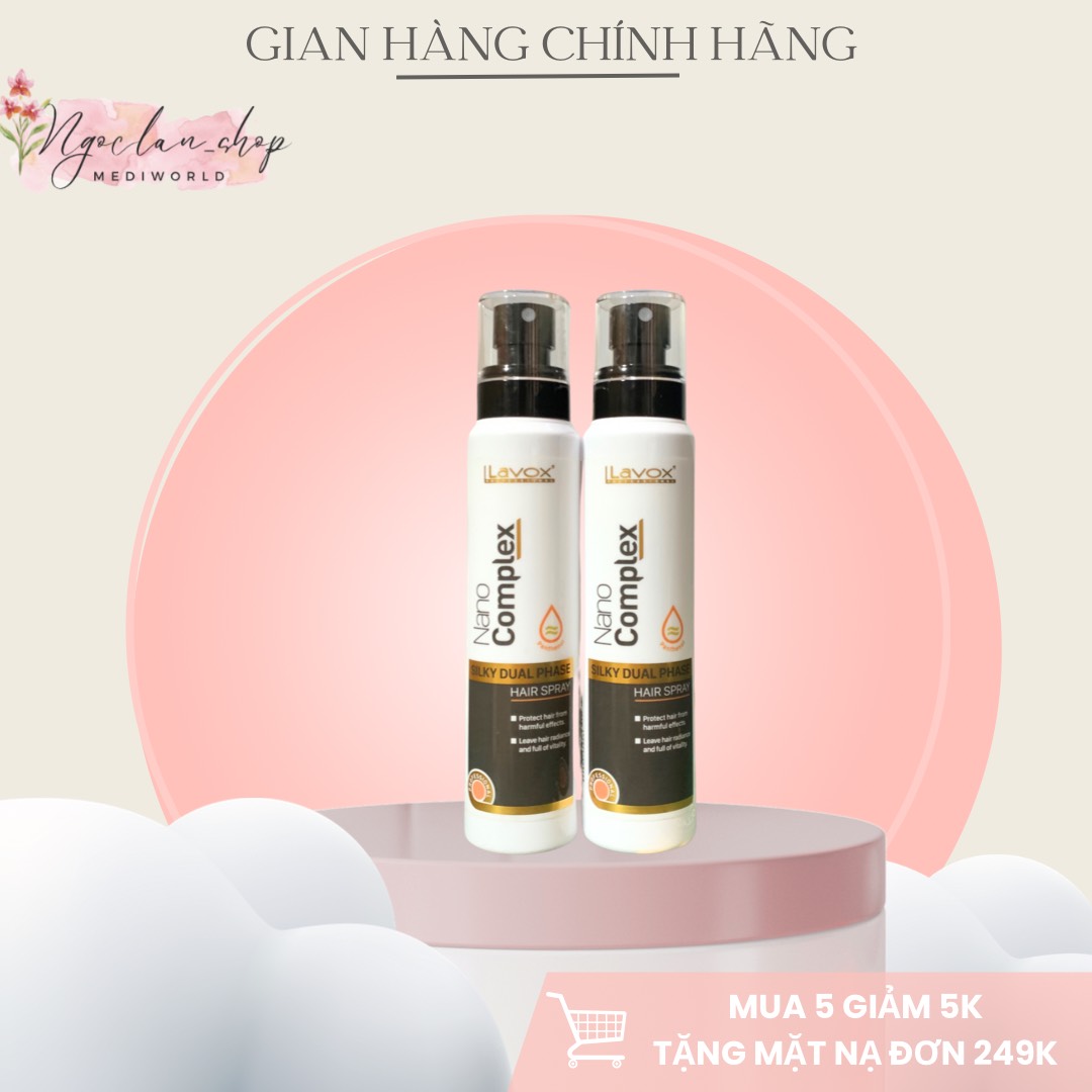 Xịt dưỡng tóc siêu dưỡng Lavox Nano Complex Silky Dual Phase Hair Spray Siêu Mềm Mượt 180ml - Chính Hãng