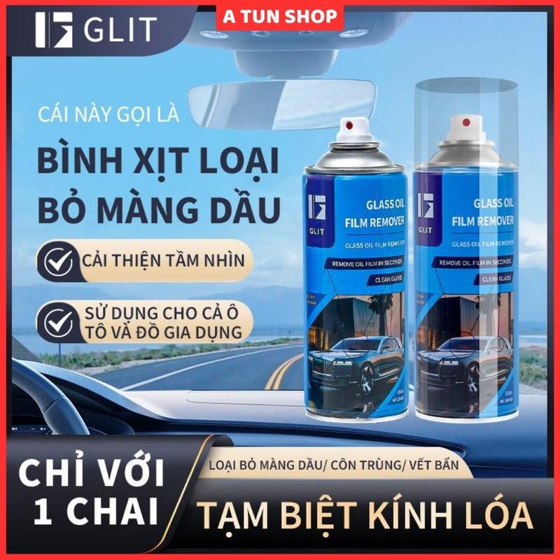 Bình Xịt GLIT Vệ Sinh Gương Kính Chống Hấp Hơi, Loại Bỏ Màng Dầu Không Hại Da Tay Dùng Xe Máy Ô Tô Làm Sạch Cực Nhanh