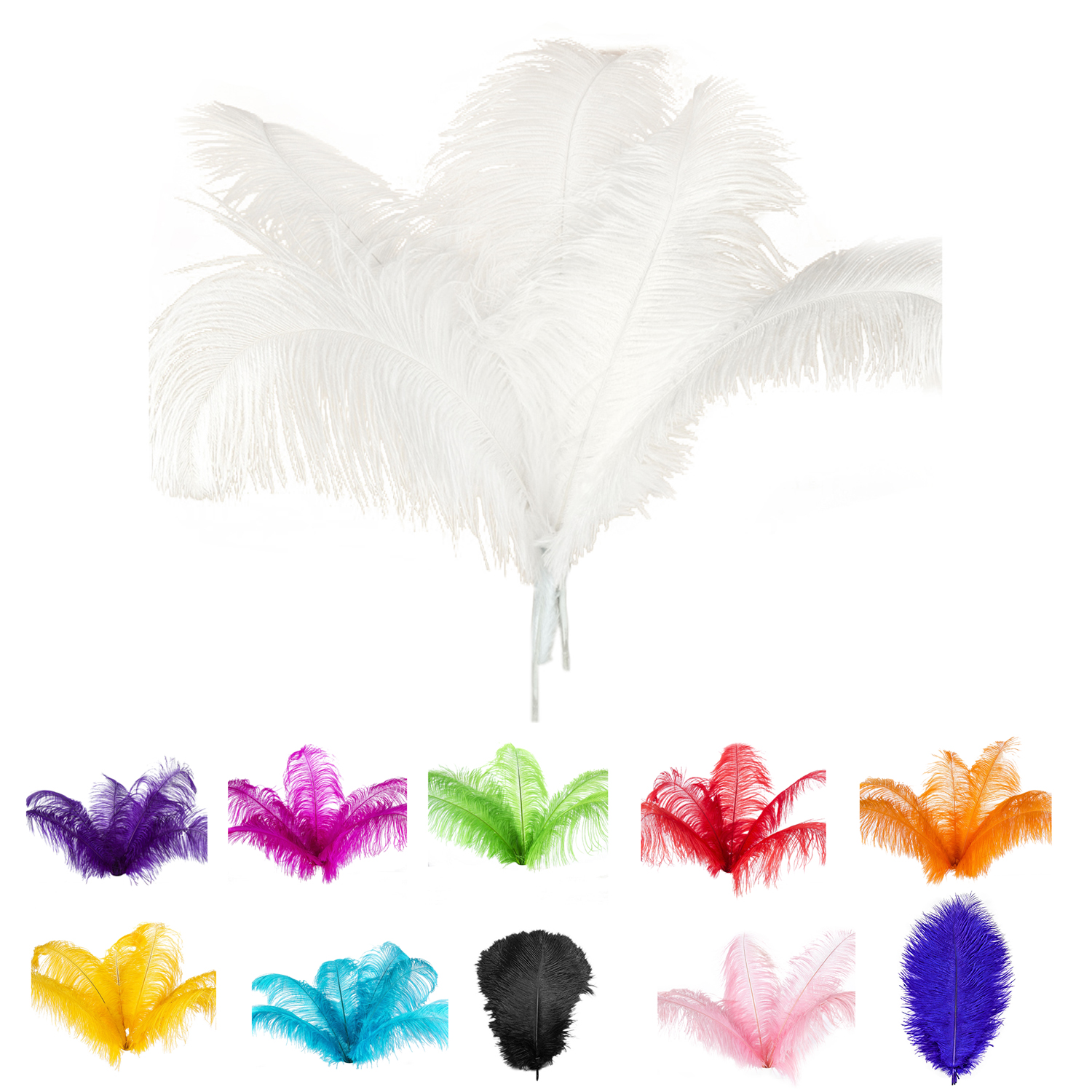 O1(TGZF) 10 pcs Natural Ostrich Feathers Wedding Party Decoration White 45-50cm