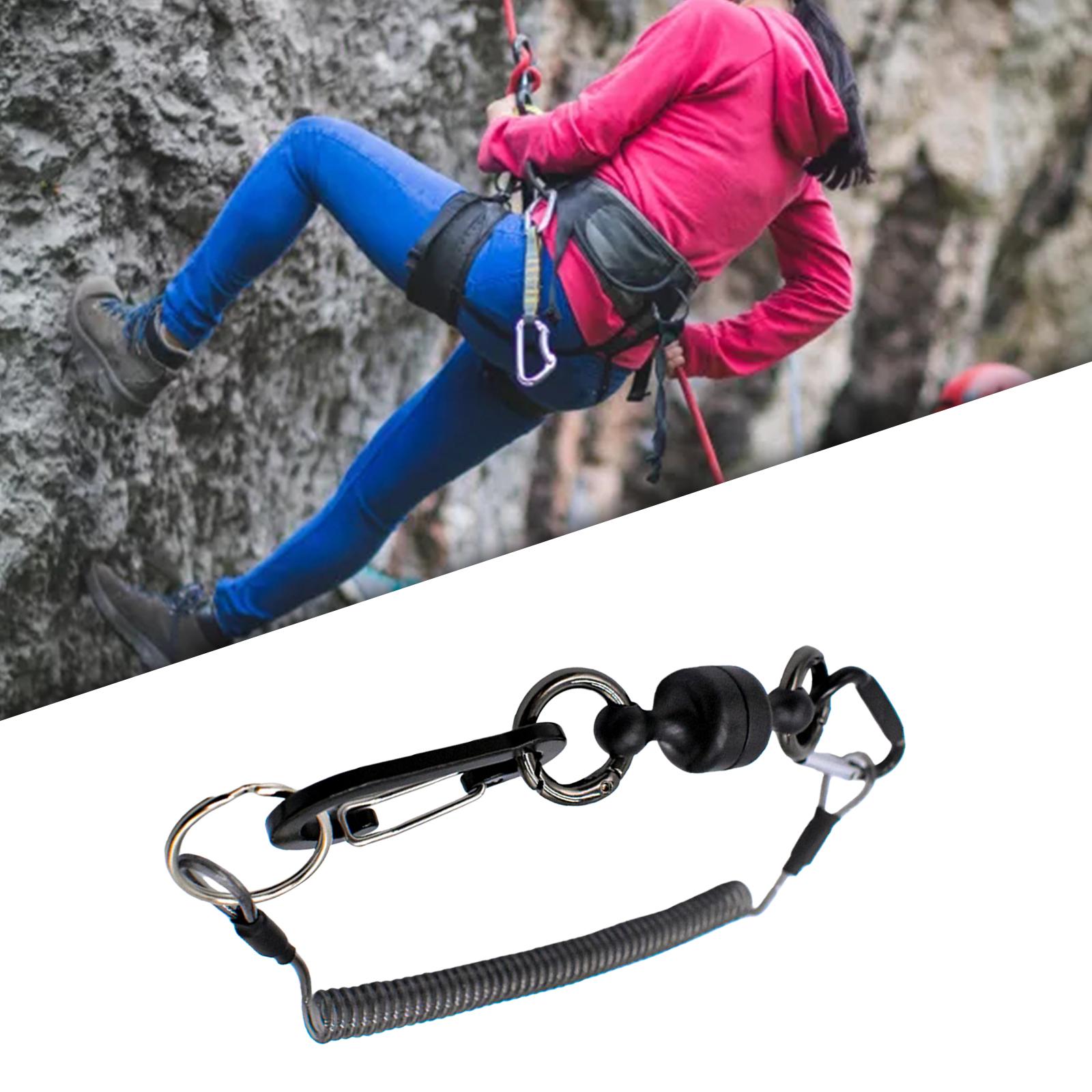 Fishing Magnetic Net Release Holder with Coil Lanyard Carabiner Portable Hanging Buckle Stainless Steel Landing Net Connector