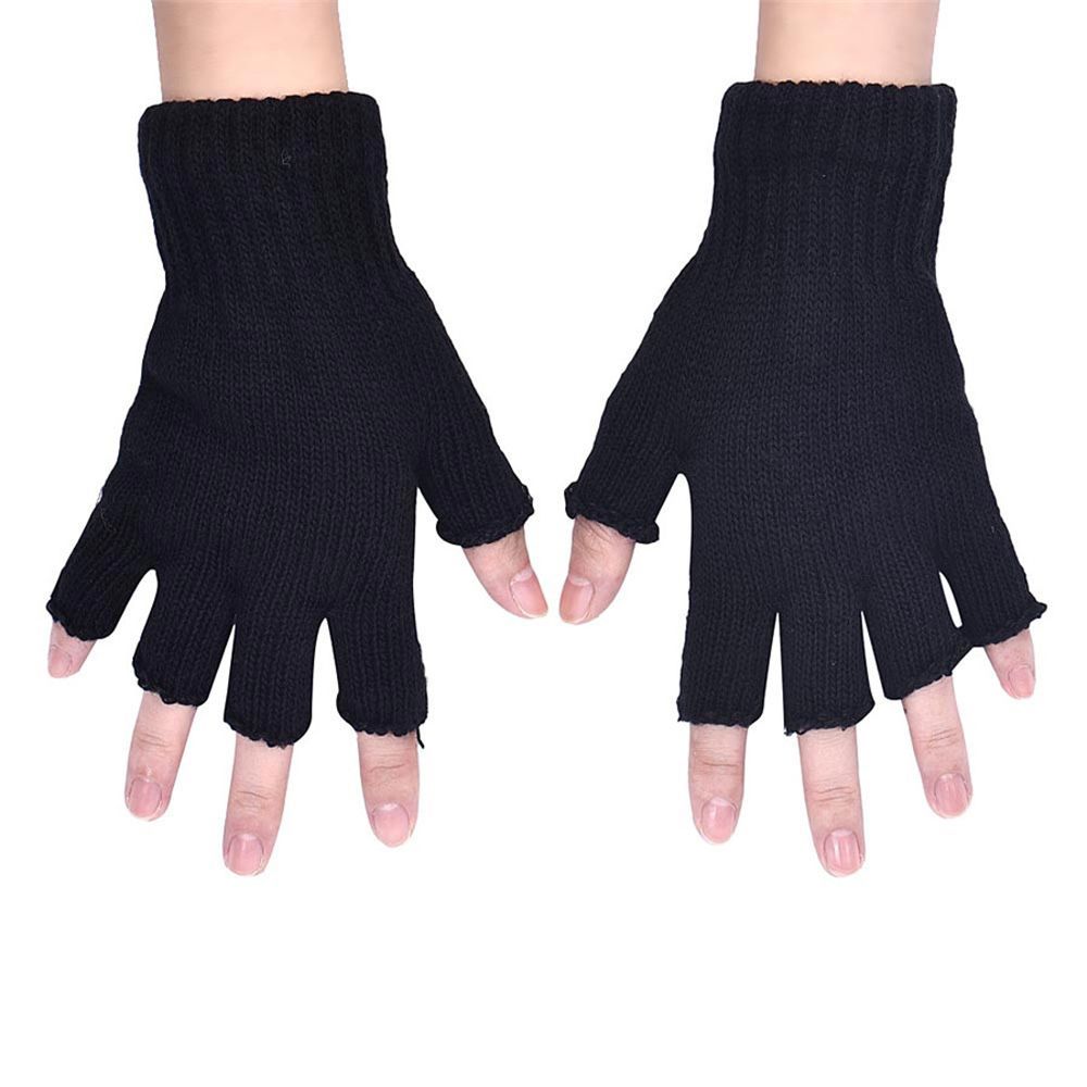 Keep warm Half Gloves women winter Cycling Thicken Fingerless Student write  Office work Touch panel EMO Goth Black Men's gloves
