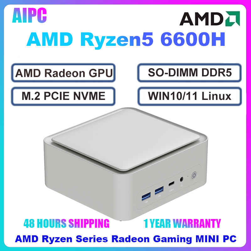 SZBOX Z66 Mini PC AMD Ryzen 5 6600U 24GB LPDDR5 Onboard 2x M.2 SSD