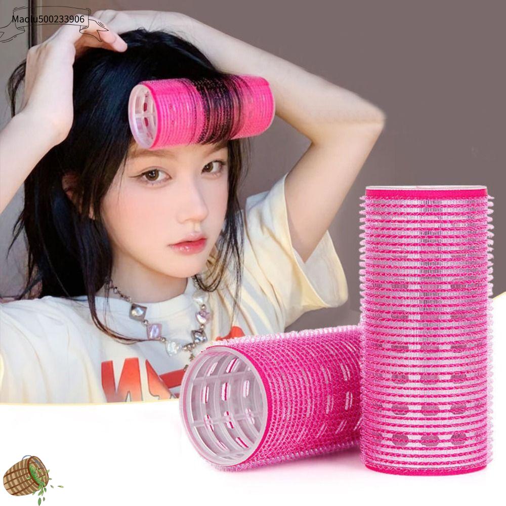 MAOLU500233906 Màu hồng Con lăn uốn tóc mái bằng hơi Tự dính Bang Volume Con lăn uốn Tóc mái tám nhân vật Dụng cụ tạo kiểu tự làm Dụng cụ uốn tóc không cần nhiệt