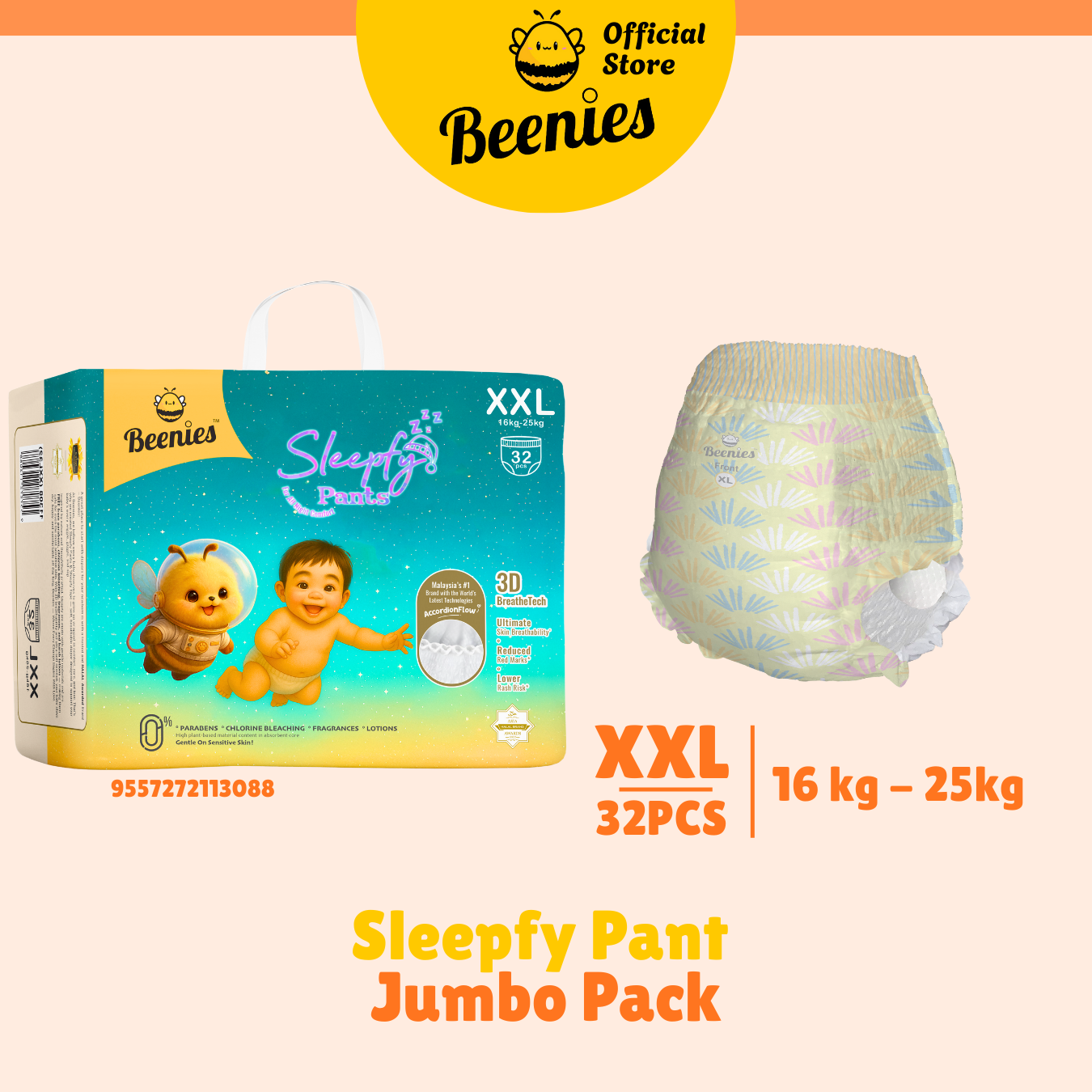 Beenies Sleepfy Jumbo Pack Baby Diaper Pants (Pull-Up) M–XXL | Single Pack Lampin Bayi Jenis Seluar Pek Jumbo