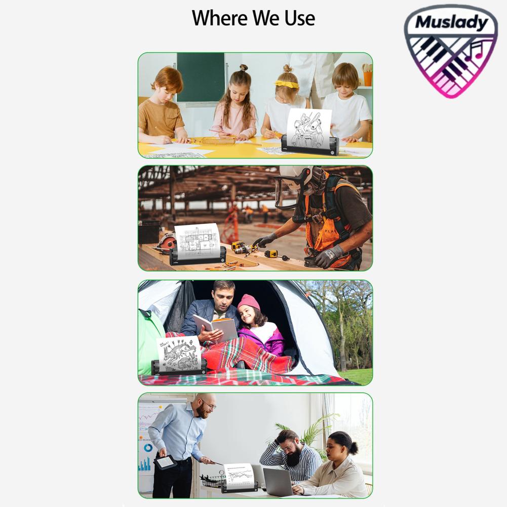 MUSLADY A4 กระดาษเครื่องพิมพ์ถ่ายโอนความร้อนโดยตรง 300dpi เครื่องพิมพ์ไร้สาย Mini เครื่องพิมพ์ภาพมือถือ USB BT การเชื่อมต่อ ราคา 5,889 บาท*ส่งฟรี