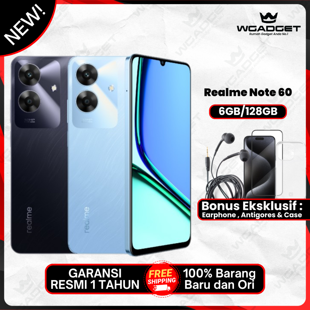 REALME Note 60 [6/128 GB] [4/64 GB] Garansi Resmi Harga 1,399,000 rupiah*Gratis Ongkir