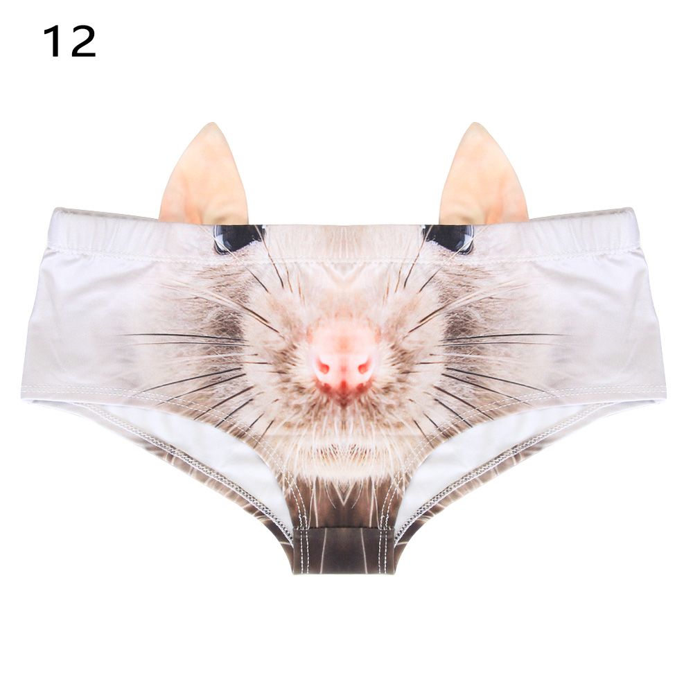 UIOKJEA Nâng lên Bull Dog Cheetah Mèo lợn Quần lót nữ Đồ lót Loài vật in 3d
