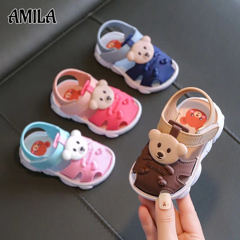 AMILA Baby Sandals Summer Toe Loophole Shoes Breathable Sandals Baby 0-1-2-3 years old non-slip soft-soled toddlers